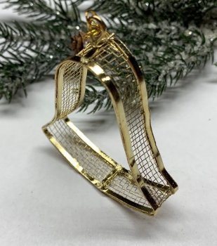 Dekoanhänger aus Metall-Gitter, Glocke gold